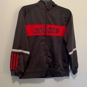 Adidas Unisex Black Full Zip Logo Hooded Sweatshirt